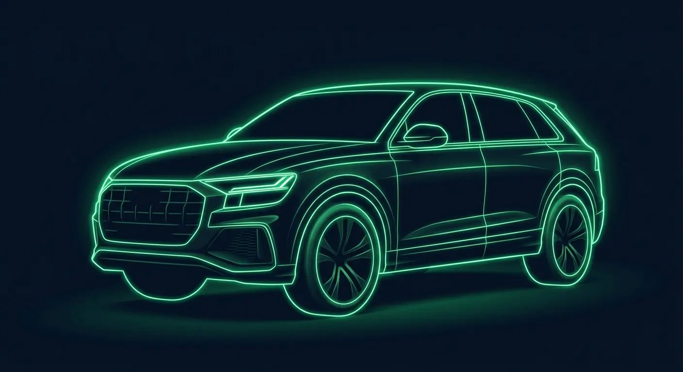 Modern SUV with neon green outline